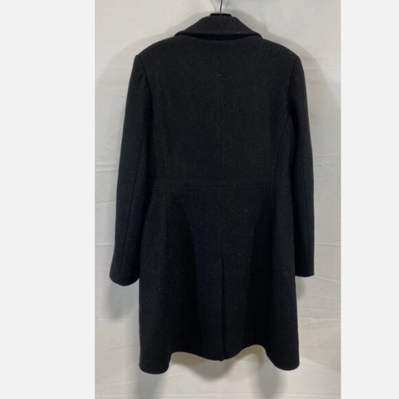 Kate Spade Black Metallic Tweed Wool Blend Coat Jeweled Button Women's S EUC - Picture 4 of 12